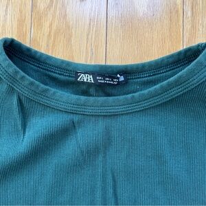 Zara Forest Green Ribbed Tee